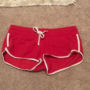 Red and white hollister shorts